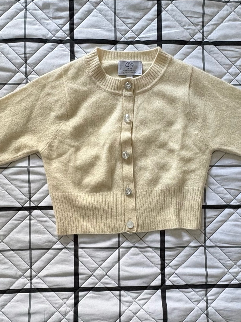 Vintage Carolina Zapf 100% Pure Cashmere Cardigan Sweater Kids 3T Cream Luxury